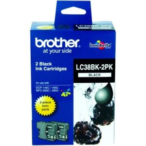 Brother LC38BK2PK Black Ink Cartridge Twin Pack